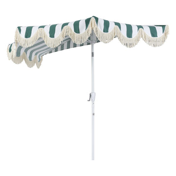 Beverly 9 ft. Designer Classic Scalloped Fringe Half Market Patio Umbrella